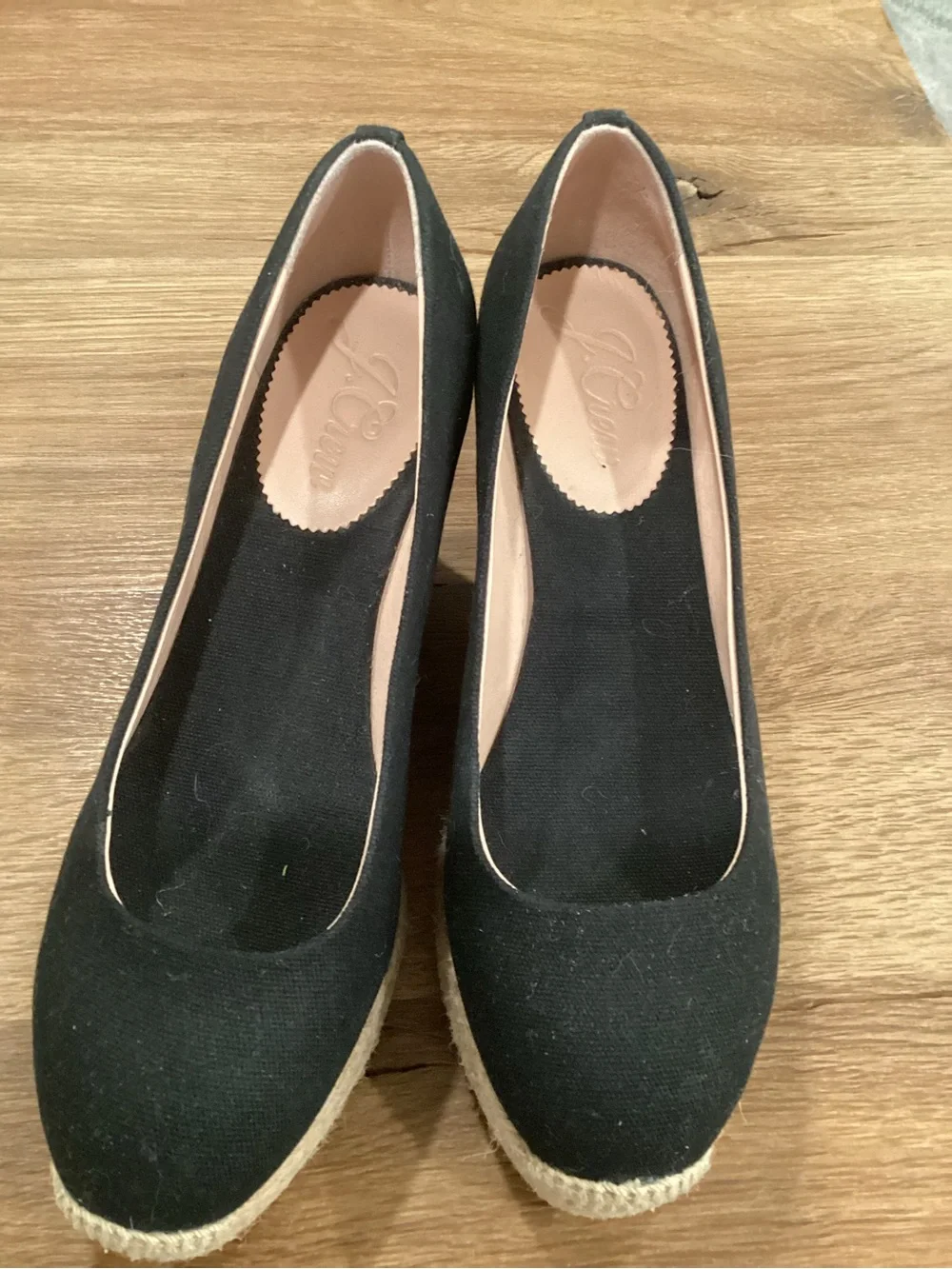 J. Crew Black Espadrille Wedge Pumps